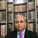 Chief Executive Officer and Managing Director of Tech Mahindra CP Gurnani looks on during a meeting with Italian engineer a