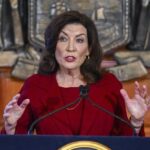 New York Gov. Kathy Hochul speaks at the state Capitol, Feb. 1, 2023