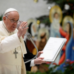 Pope Francis holds a weekly general audience, at the Vatican, December 13, 2023. Vatican Media/­Handout via REUTERS