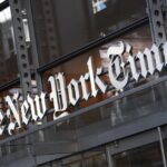 A sign for The New York Times
