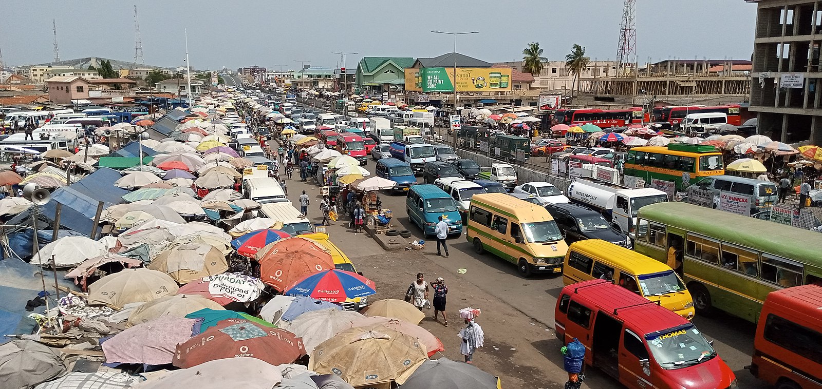 Busy road in Kaneshie, Accra, Ghana