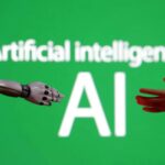 Words reading "Artificial intelligence AI", miniature of robot and toy hand are pictured in this illustration taken December 14, 2023. REUTERS/Dado Ruvic/Illustration/File Photo