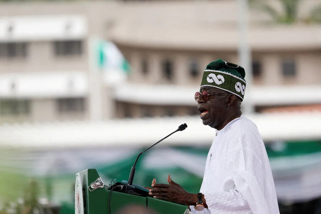 Nigeria's President Bola Tinubu speaks after his swearing-in ceremony in Abuja, Nigeria