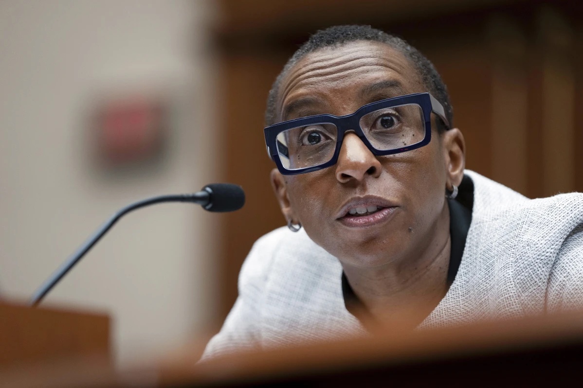 Harvard University President Claudine Gay speaks during a hearing of the House Committee on Education on Capitol Hill, Dec. 5, 2023, in Washington. 