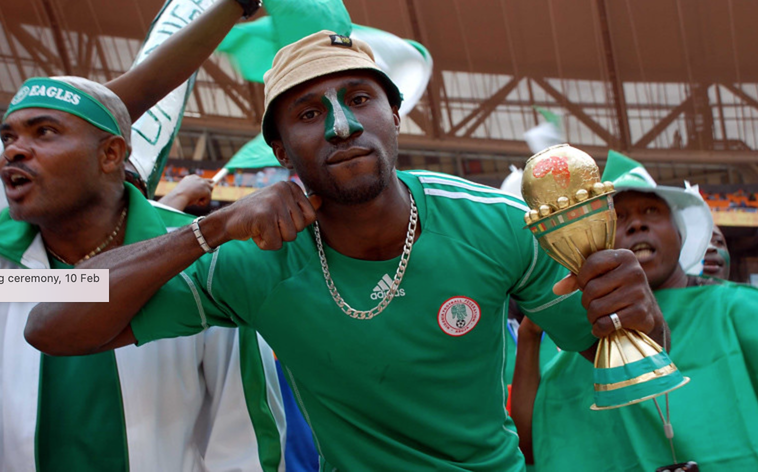 Nigerian fans celebrate their victory of being the 2013 African Cup of Nations champions