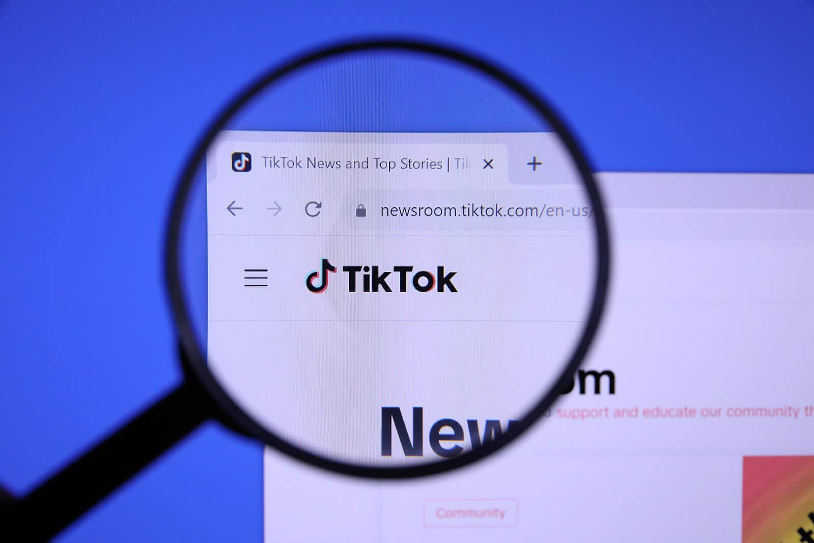Homepage of TIKTOK Website