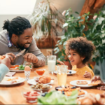 A family eating at the dinner table