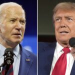 In this combination photo, President Joe Biden speaks May 2, 2024, in Wilmington, N.C., left, and Republican presidential candidate former President Donald Trump speaks at a campaign rally, May 1, 2024, in Waukesha, Wis. (AP Photo)