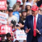 Former U.S. President and Republican presidential candidate Donald Trump speaks during a campaign event, in Racine, Wisconsin