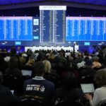 The latest election results are displayed at the Results Operation Centre (ROC) in Midrand, Johannesburg