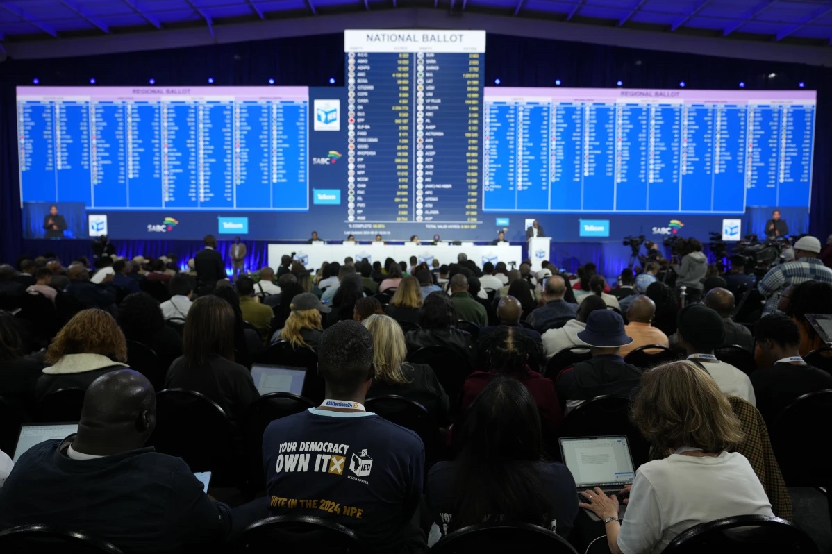 The latest election results are displayed at the Results Operation Centre (ROC) in Midrand