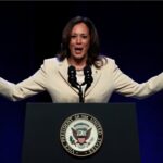 U.S. Vice President Kamala Harris speaks during the Constitutional Convention of UNITE HERE