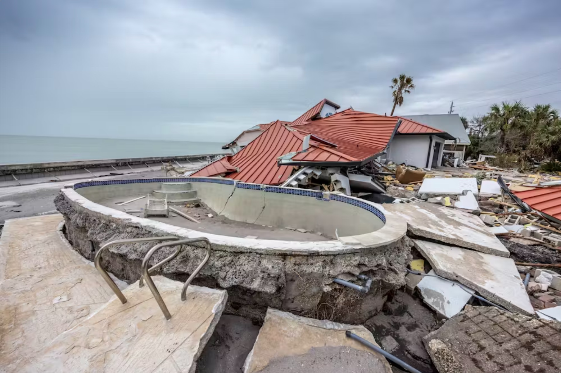 A view of the damage left behind by Hurricane Milton in Manasota Key, Florida.