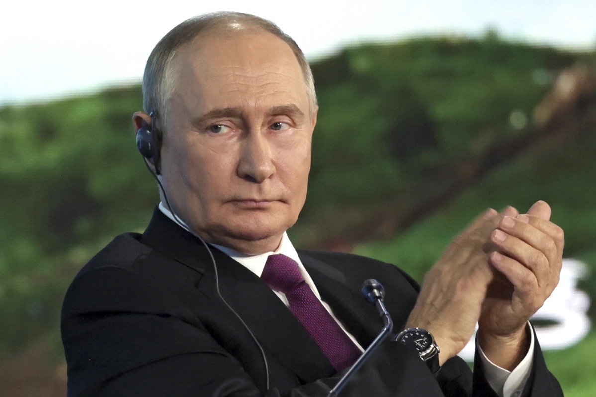 Russian President Vladimir Putin applauds during the Eastern Economic Forum in Vladivostok, Russia, on Sept. 5, 2024.