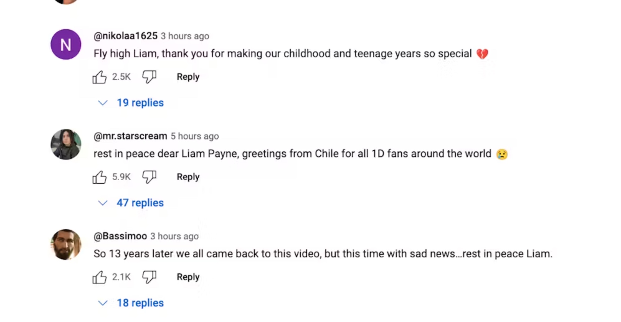 Many fans have left comments on old music videos.