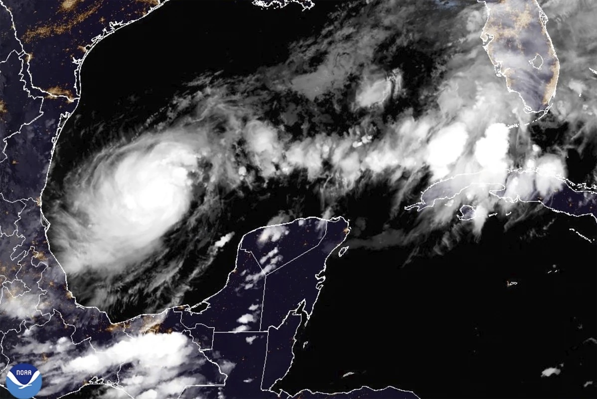 This satellite image from the National Oceanic and Atmospheric Administration taken at 7:41pm ET on Sunday, Oct. 6, 2024, shows Hurricane Milton, which quickly intensified Sunday and is on track to become a major hurricane with the Tampa Bay, Fla., area in its sights.
