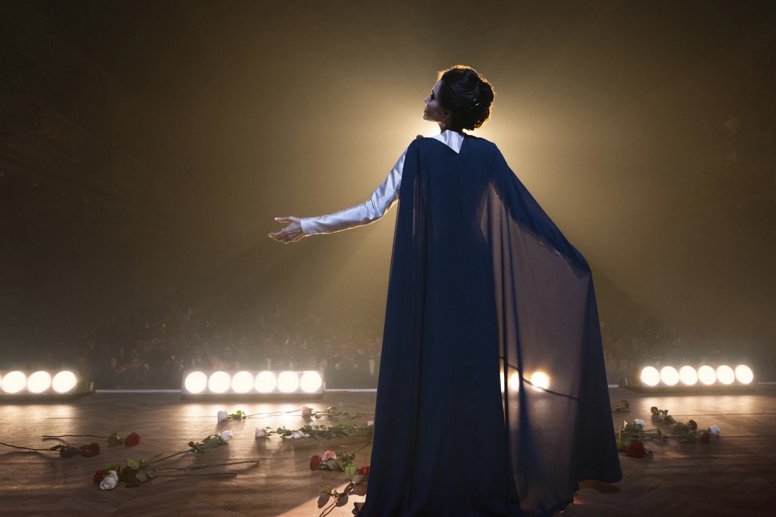 This image released by Netflix shows Angelina Jolie as Maria Callas in a scene from “Maria.”