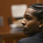 A$AP Rocky listens to closing arguments during his trial in Los Angeles, Friday, Feb. 14, 2025.