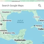 This image from Google Maps viewed from a browser in New York on Tuesday, Feb. 11, 2025, shows the Gulf of Mexico renamed the “Gulf of America.”