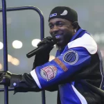 Kendrick Lamar performs during halftime of the NFL Super Bowl 59 football game between the Kansas City Chiefs and the Philadelphia Eagles, Sunday, Feb. 9, 2025, in New Orleans.