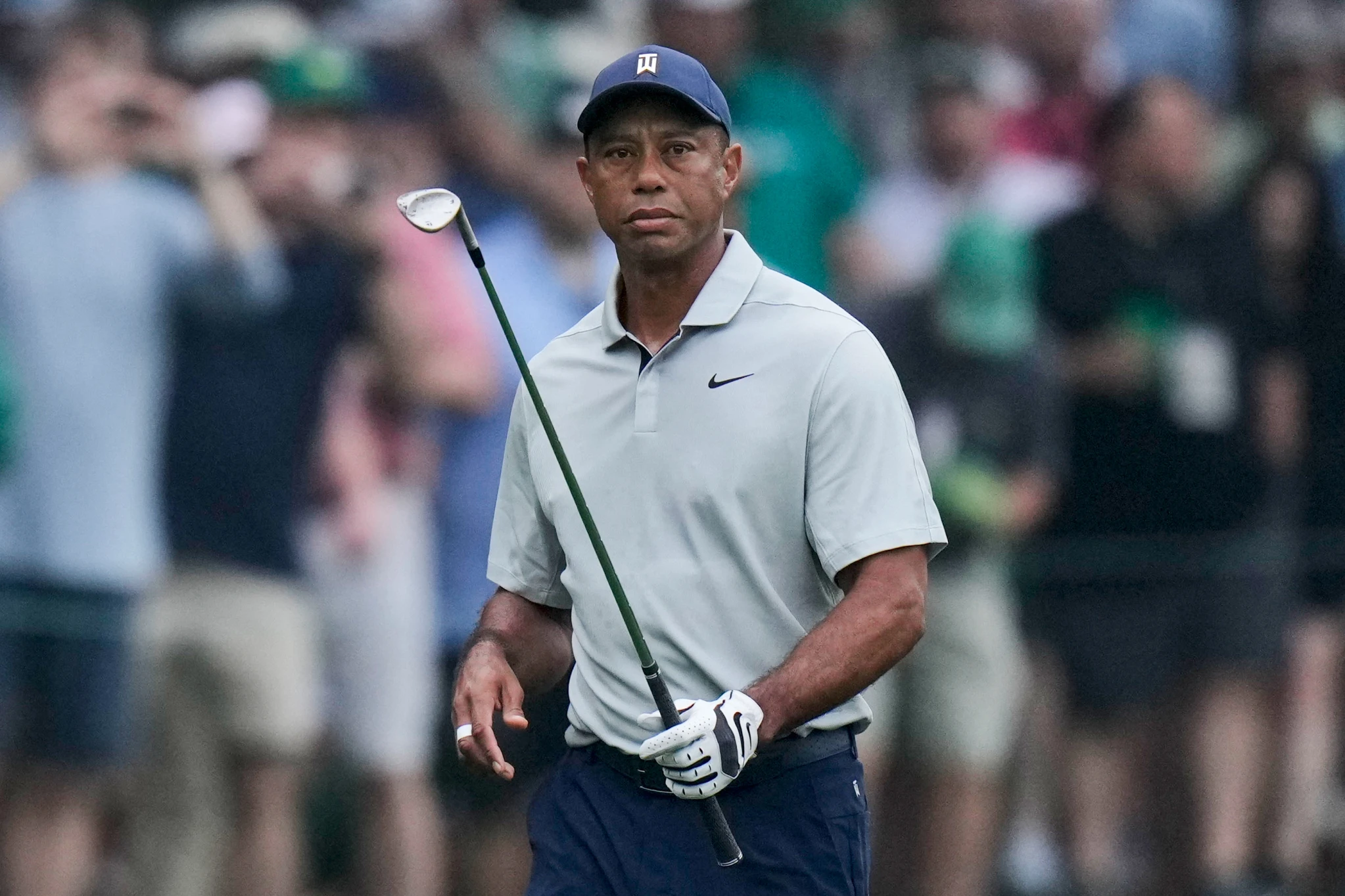 Tiger Woods walks to the first green during a practice for the Masters golf tournament at Augusta National Golf Club, Tuesday, April 4, 2023, in Augusta, Ga.