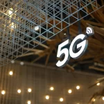 5g metal sign under wire construction