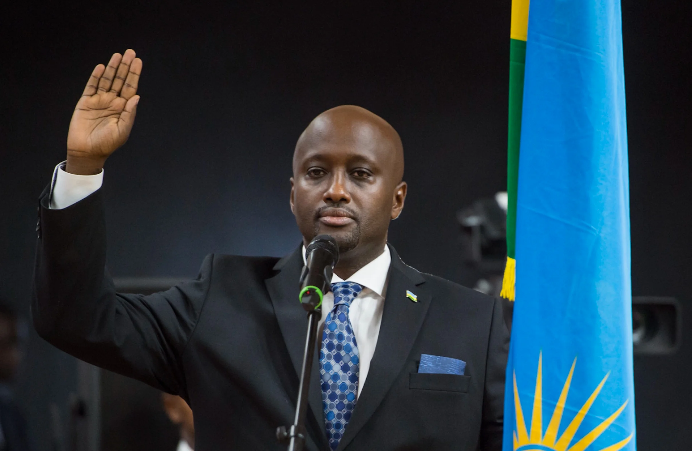 Olivier Nduhungirehe during the swearing in ceremony.