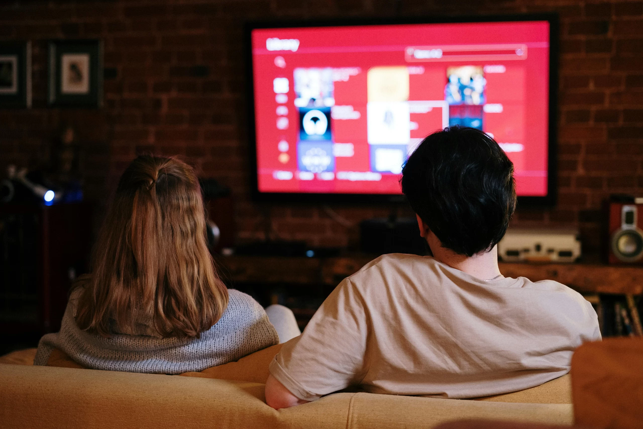 A couple watching TV