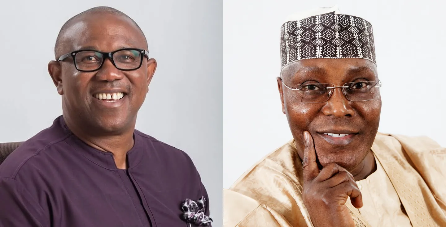 The Africa Democratic Congress coalition leaders Peter Obi and Abubakar Atiku