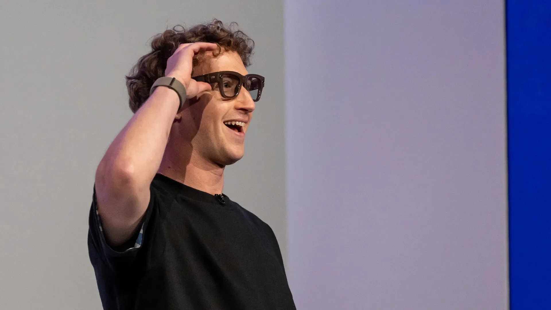 Mark Zuckerberg wears a pair of Meta Ray-Ban Display AI glasses during the Meta Connect event in Menlo Park, California, US.