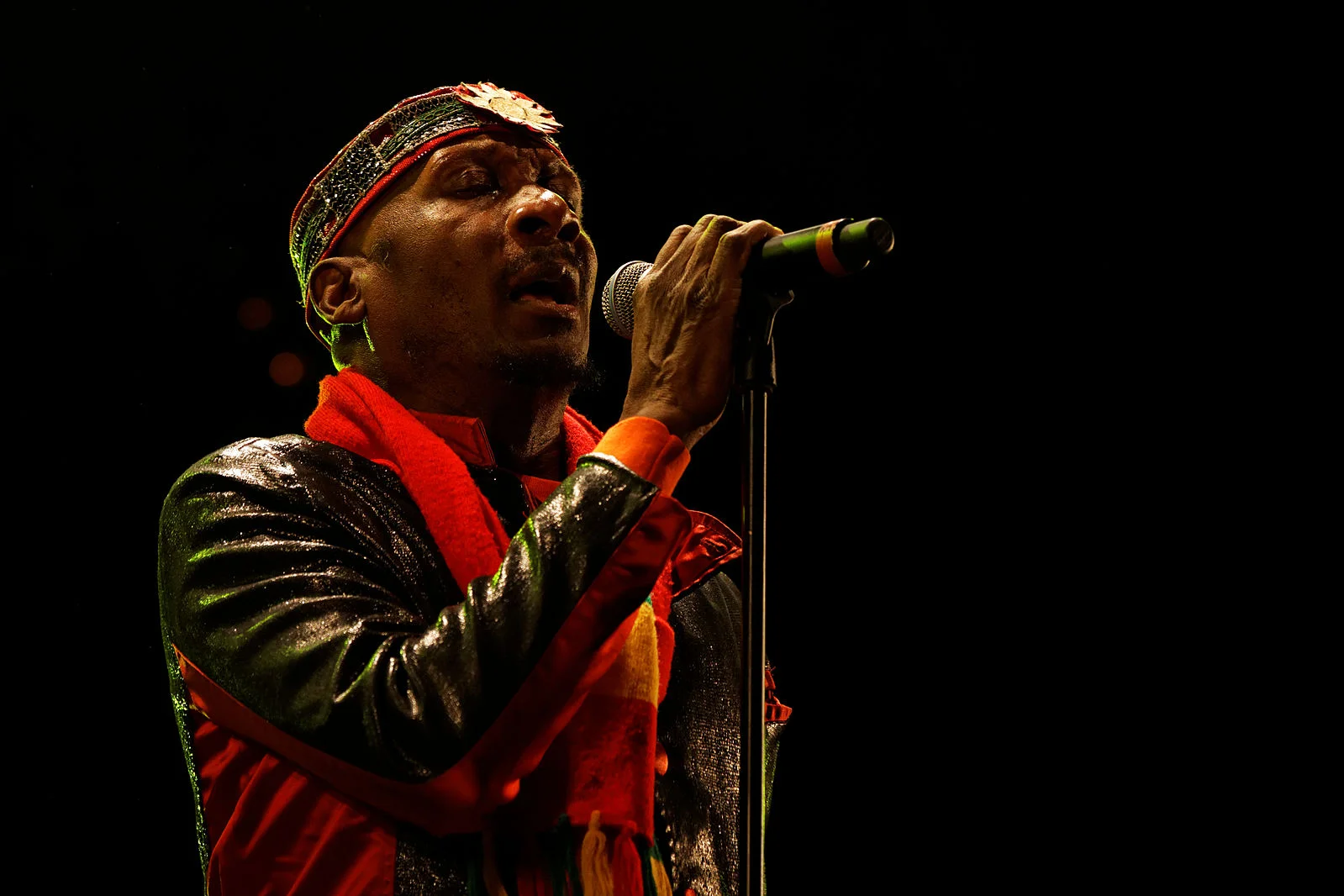 Jimmy Cliff performing on the Landaoudec stage during the Festival du Bout du Monde in Crozon, Finistère (France).