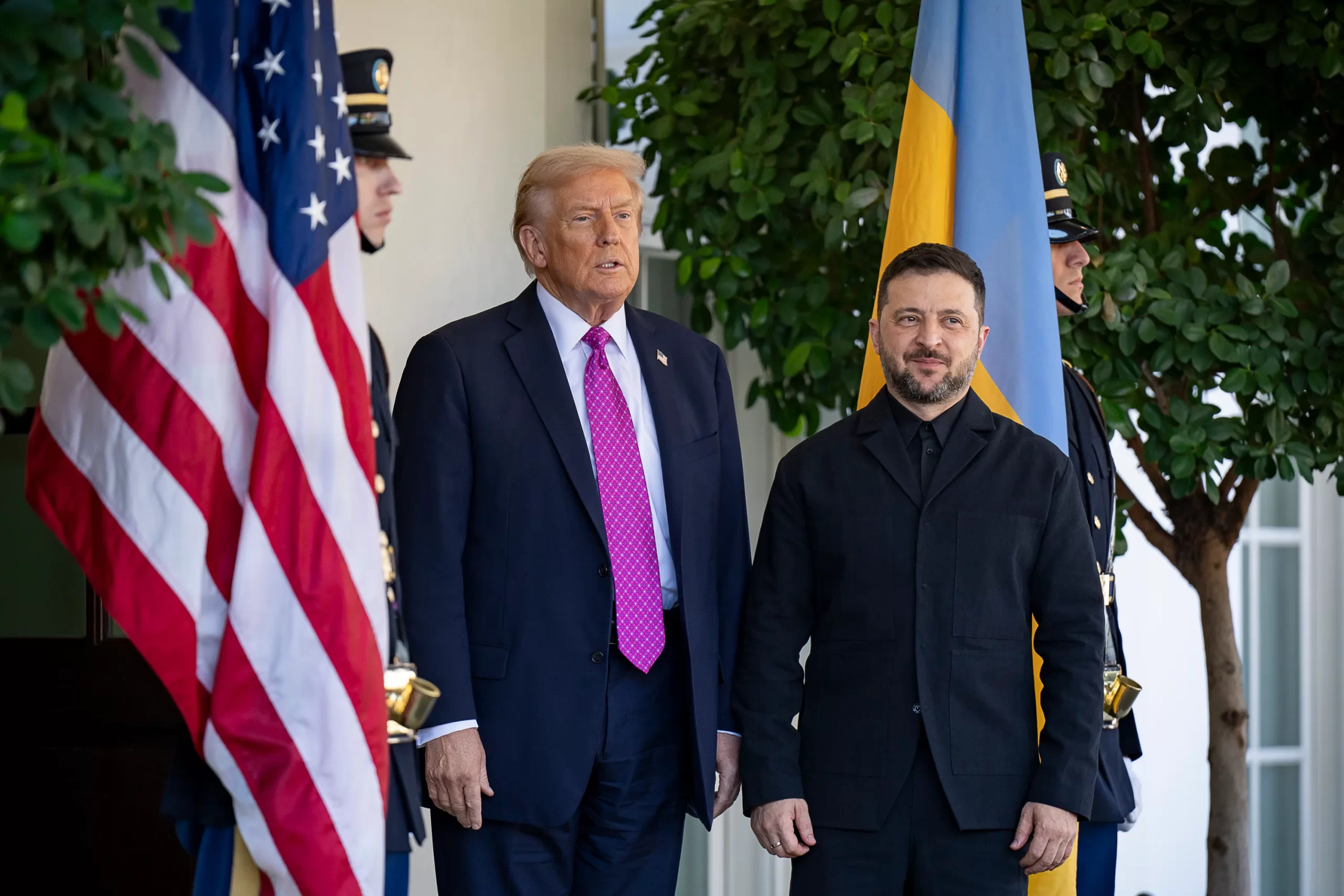 President Donald Trump meeting with Ukrainian President Volodymyr Zelenskyy. 