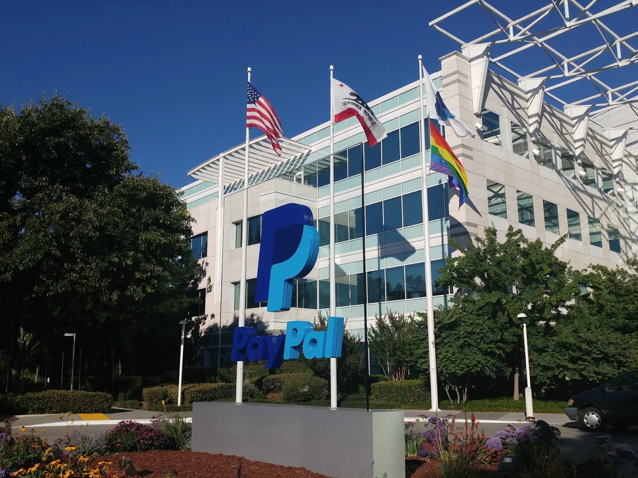 Paypal offices entrance in San Jose, California.