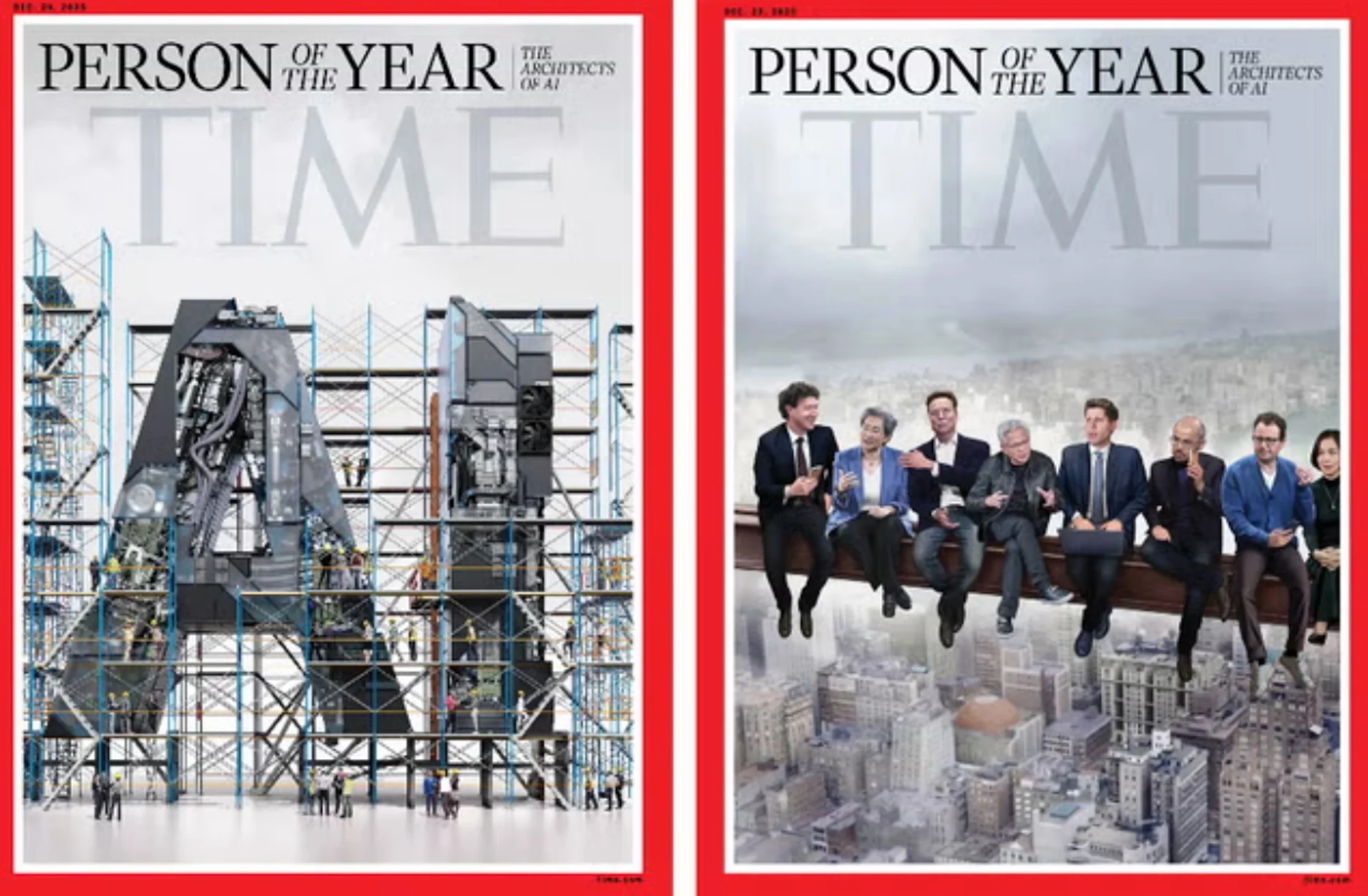 Two of the 2025 TIME's person of the year cover images.