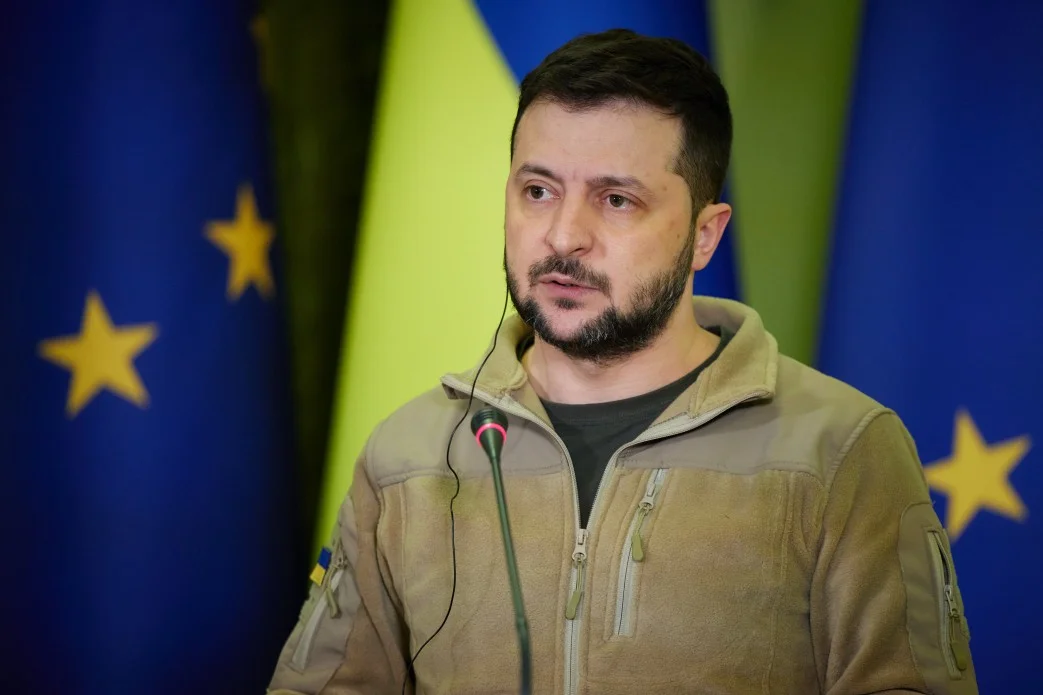 President of Ukraine Volodymyr Zelenskyy in Kyiv during the Russo-Ukrainian War.