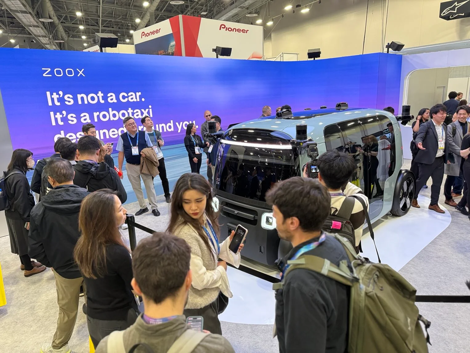 A sampling of the Zoox Robotaxi displaying this year at the Las Vegas Convention Center.