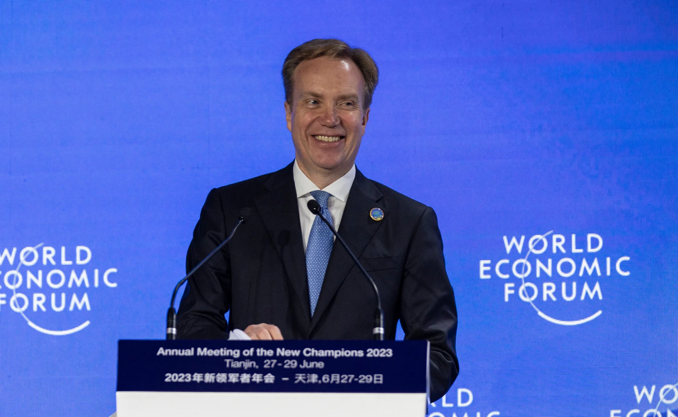 Børge Brende, CEO, World Economic Forum speaking in the Closing Remarks session at the at the Annual Meeting of the New Champions 2023 in Tianjin, People's Republic of China, 29 June 2023.