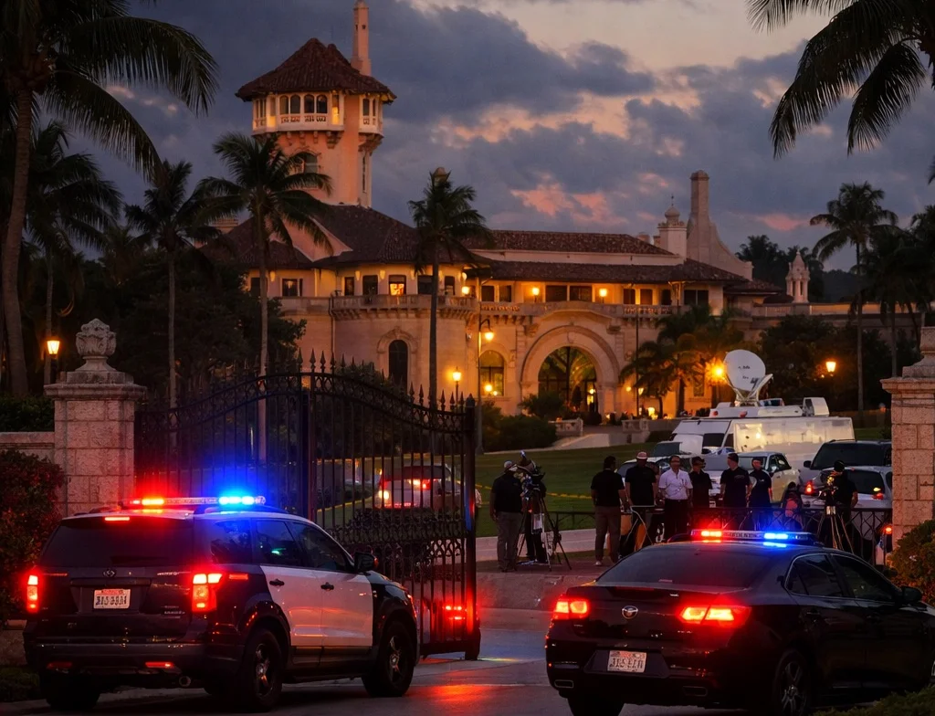 Man Killed After Raising Shotgun at Trump’s Florida Estate. Image AI