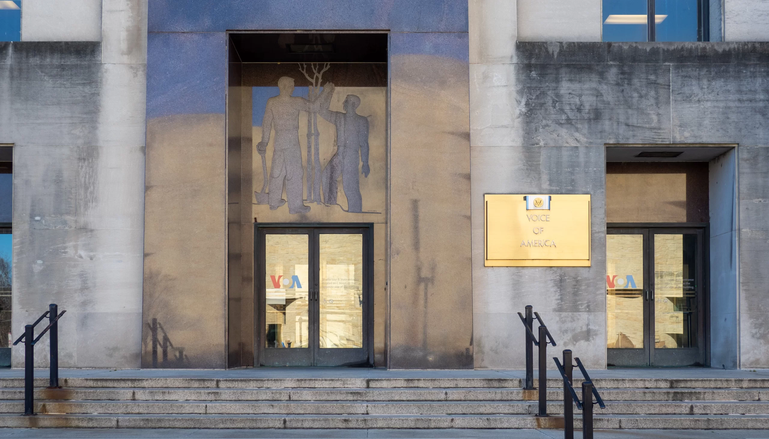 Voice of America building front in Washington, DC.