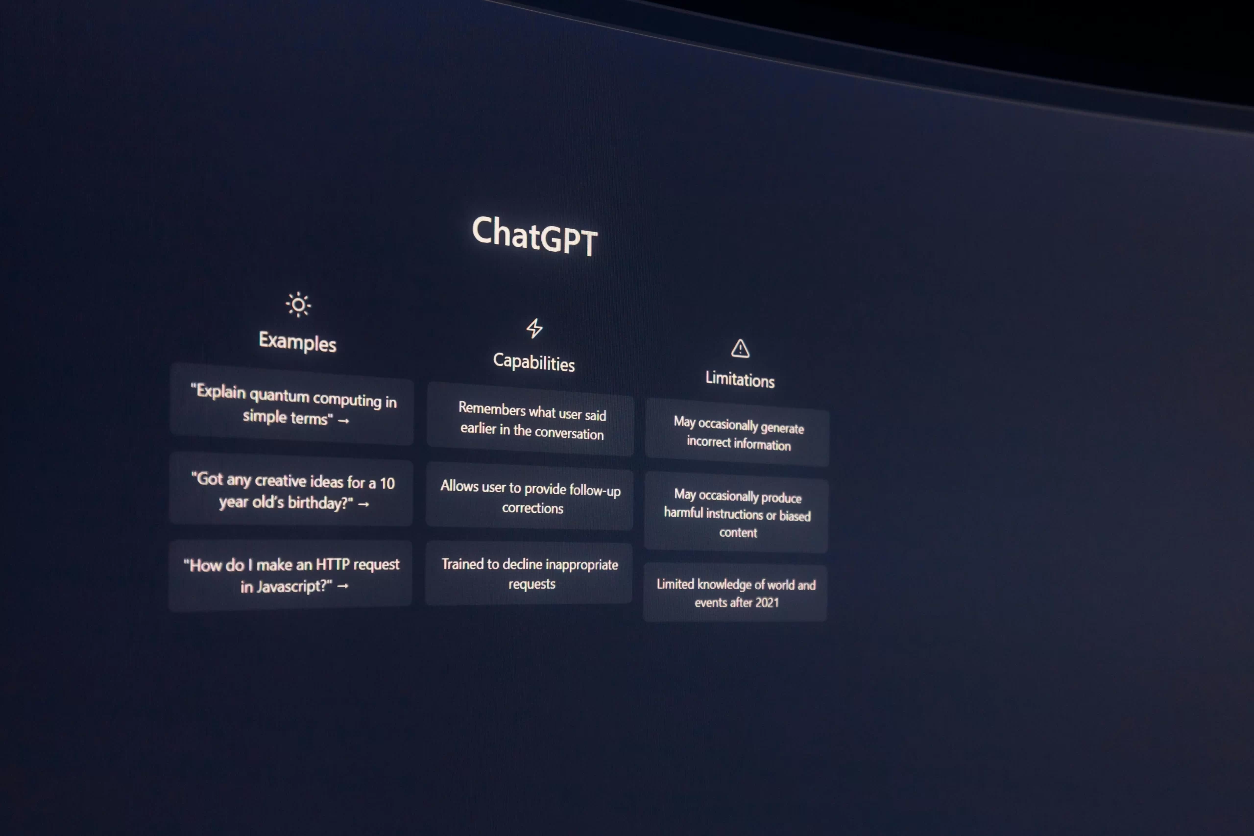 Chat GPT on Computer Screen.
