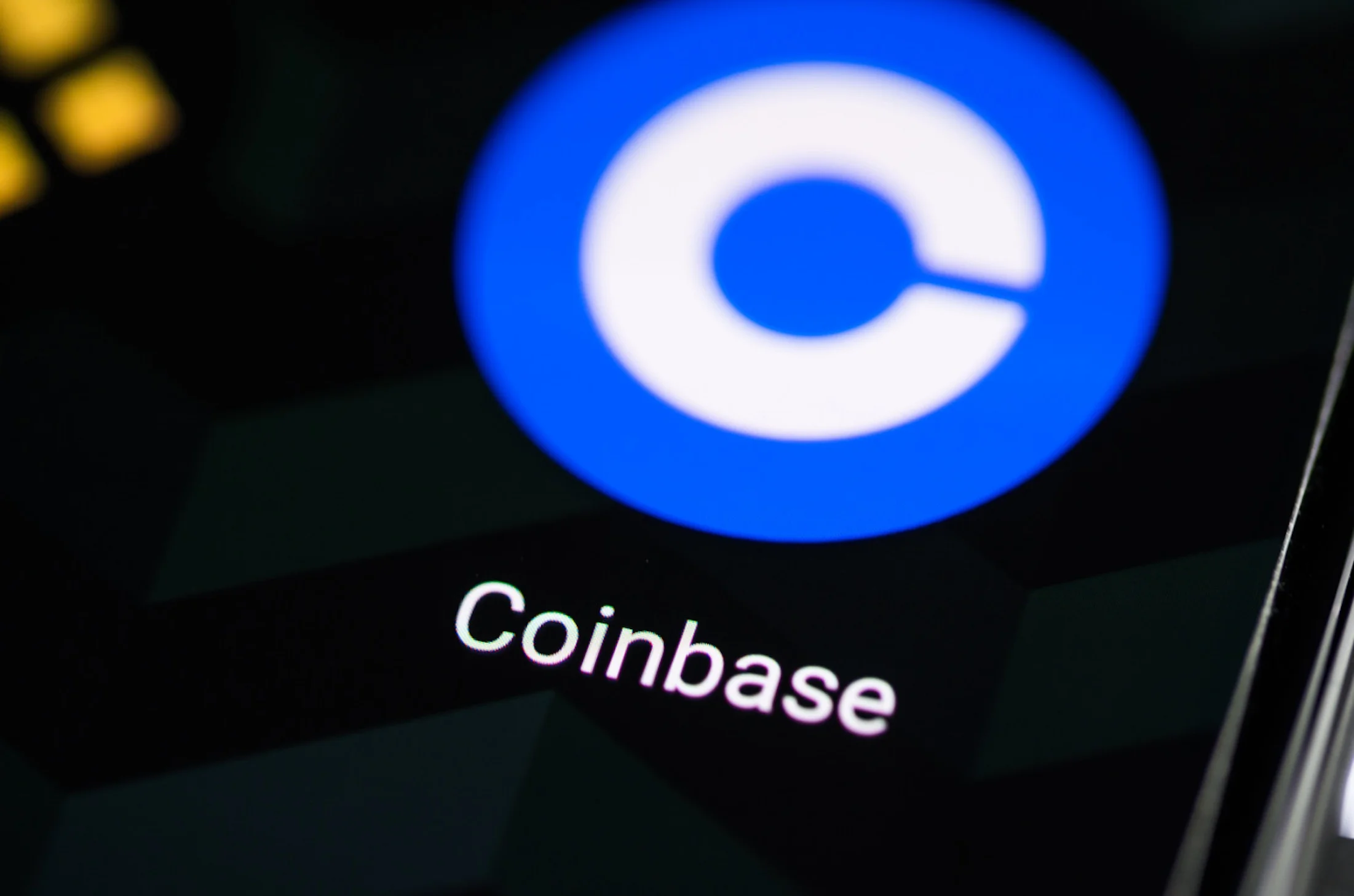 Coinbase app icon on smartphone screen.