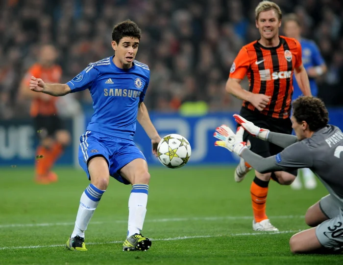 Brazilian football player Oscar dos Santos Emboaba Júnior during Champions League match FK Shakhtar Donetsk vs Chelsea FC.