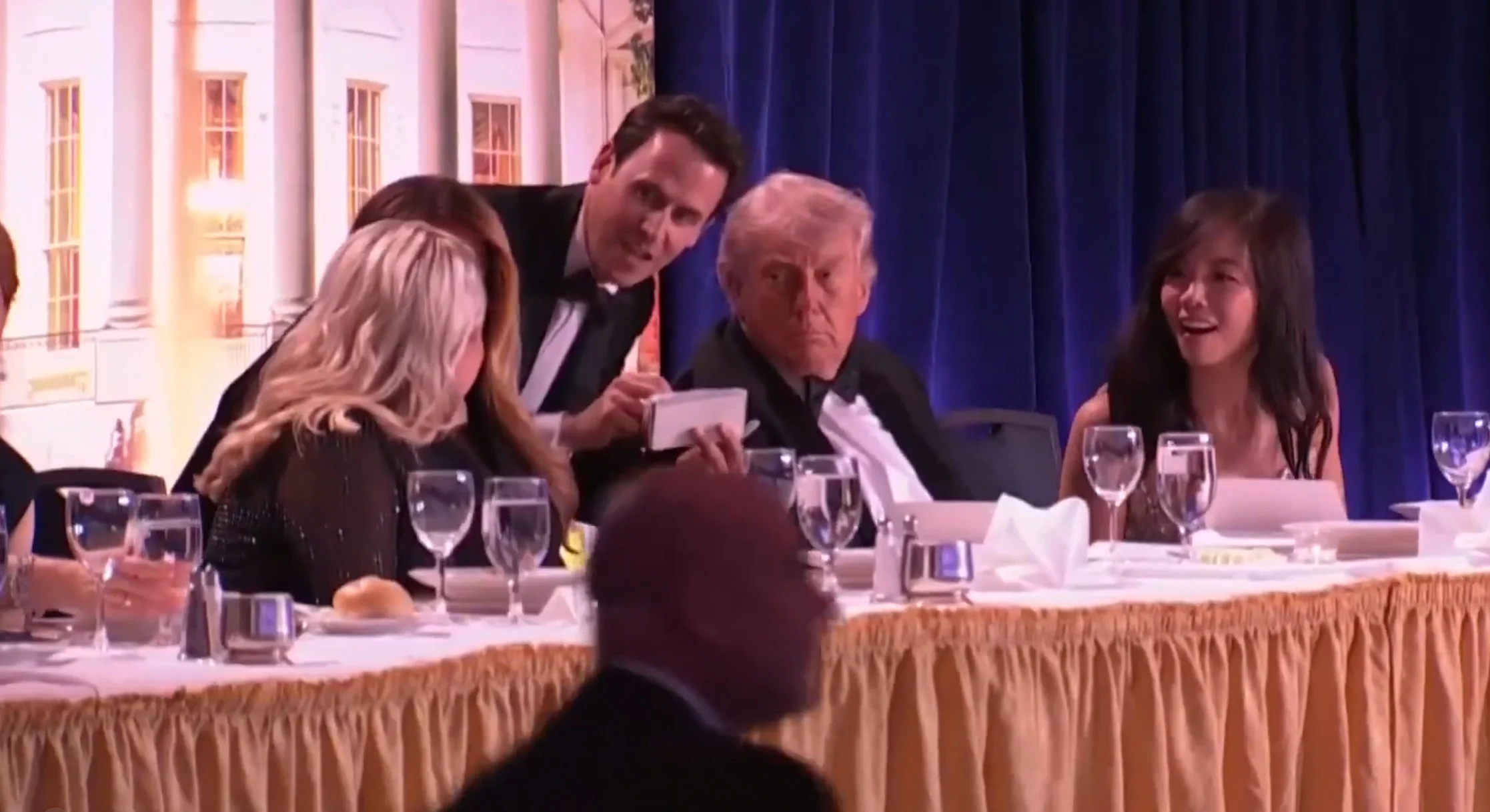 President Trump rushed off stage by Secret Service at White House corespondent dinner.