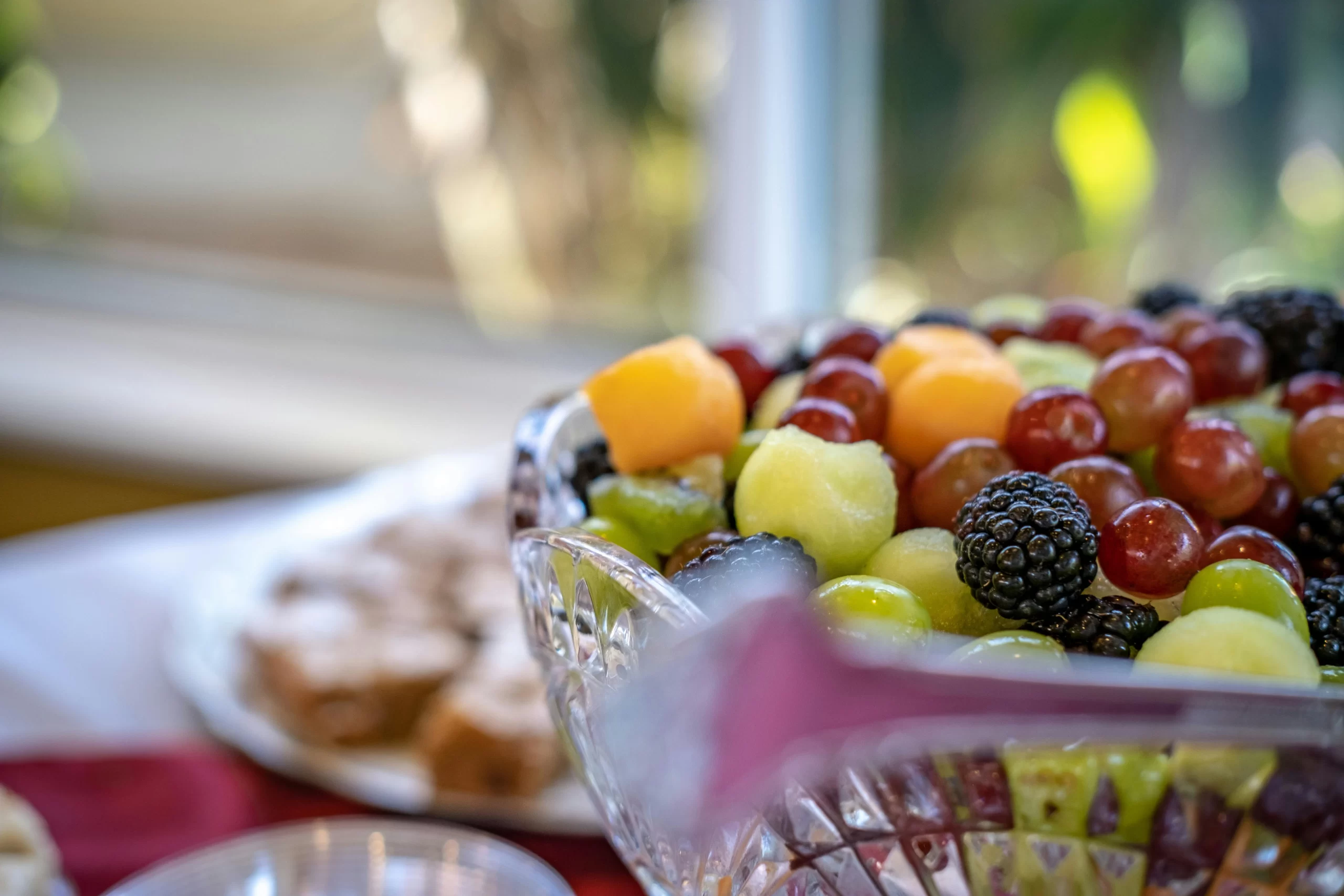 A bowl of mixed fruits salad.