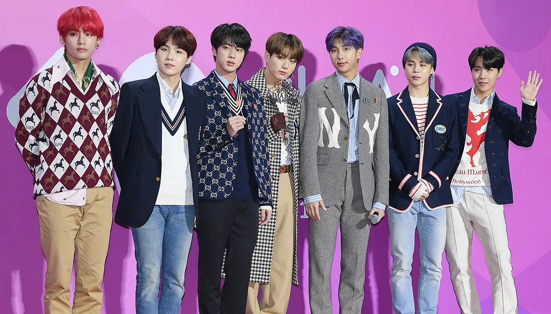 South Korean boy band BTS at the 2018 MelOn Music Awards on 1 December 2018.