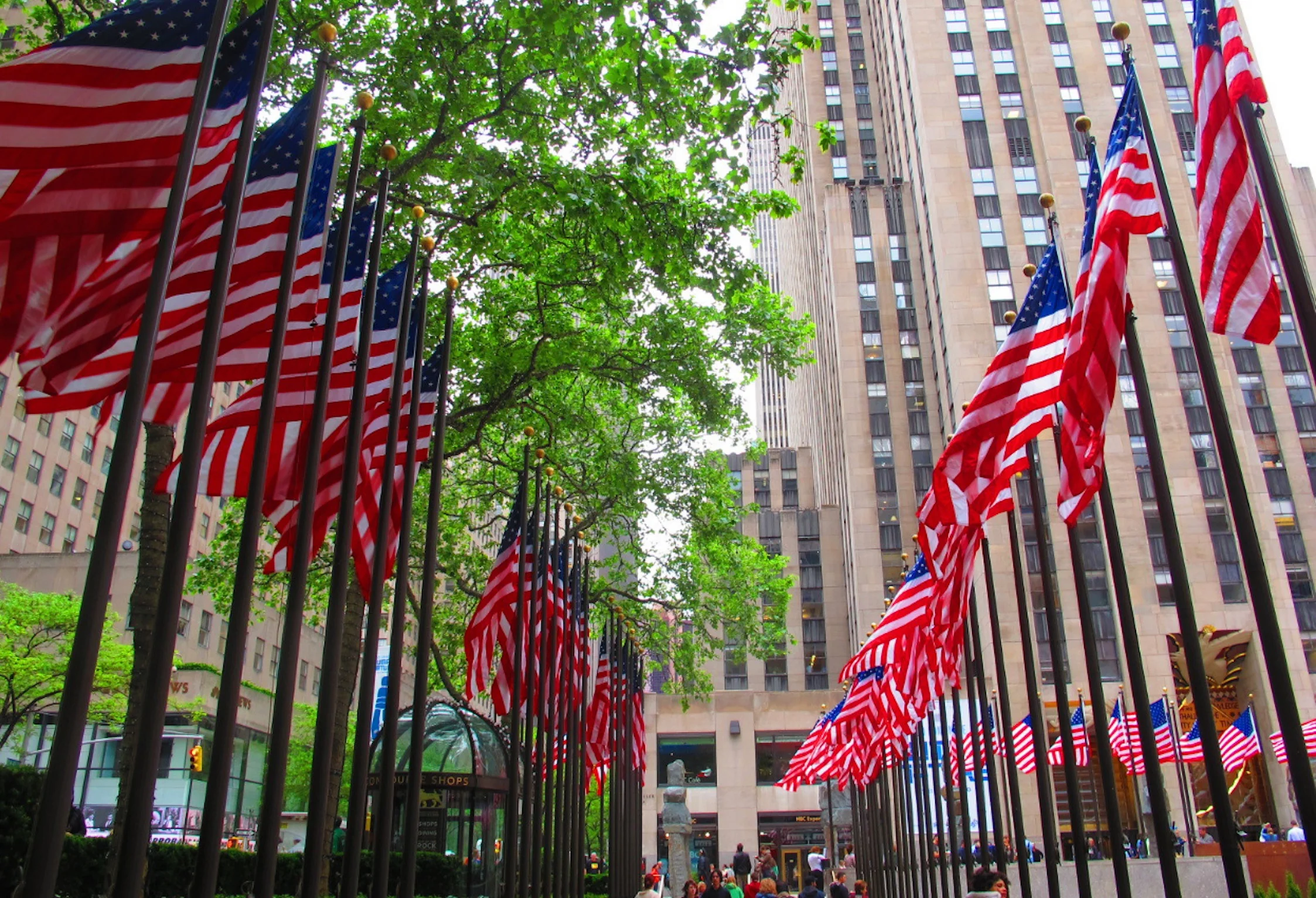 American Flags in Rockefeller Center for Memorial Day, NYC.