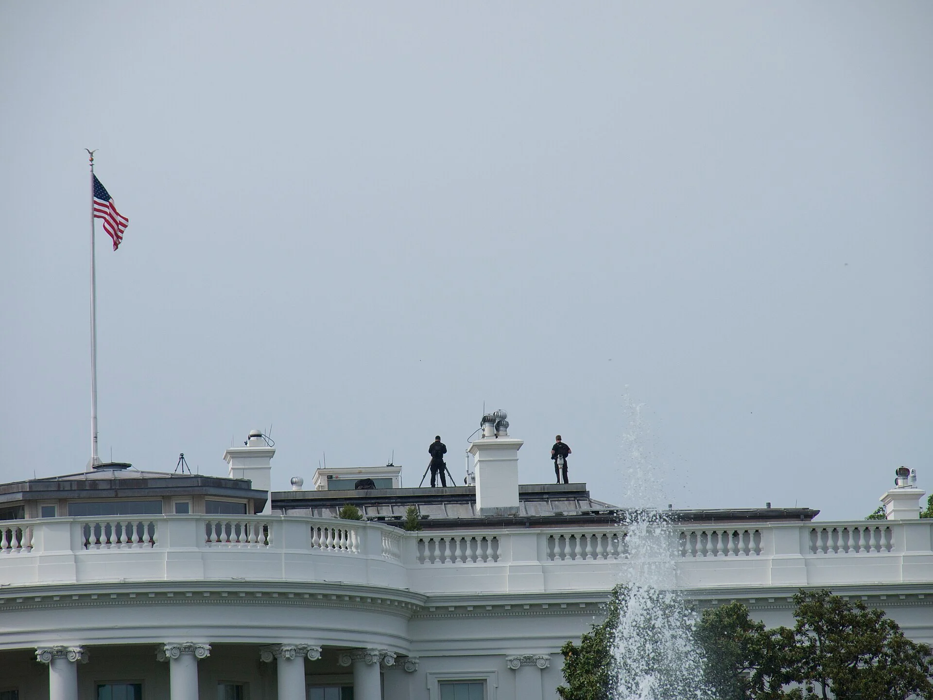 The Secret Service Countersniper Team on duty on the roof of the White House.