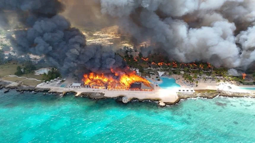 A massive fire engulfed the Viva Wyndham Dominicus Beach in the Dominican Republic.