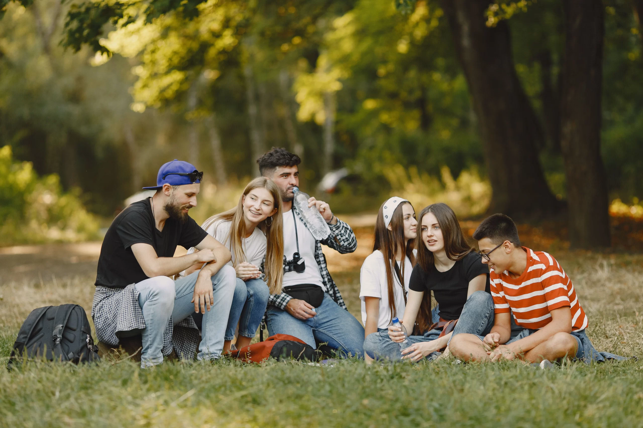 Group of friends enjoying a sunny day.