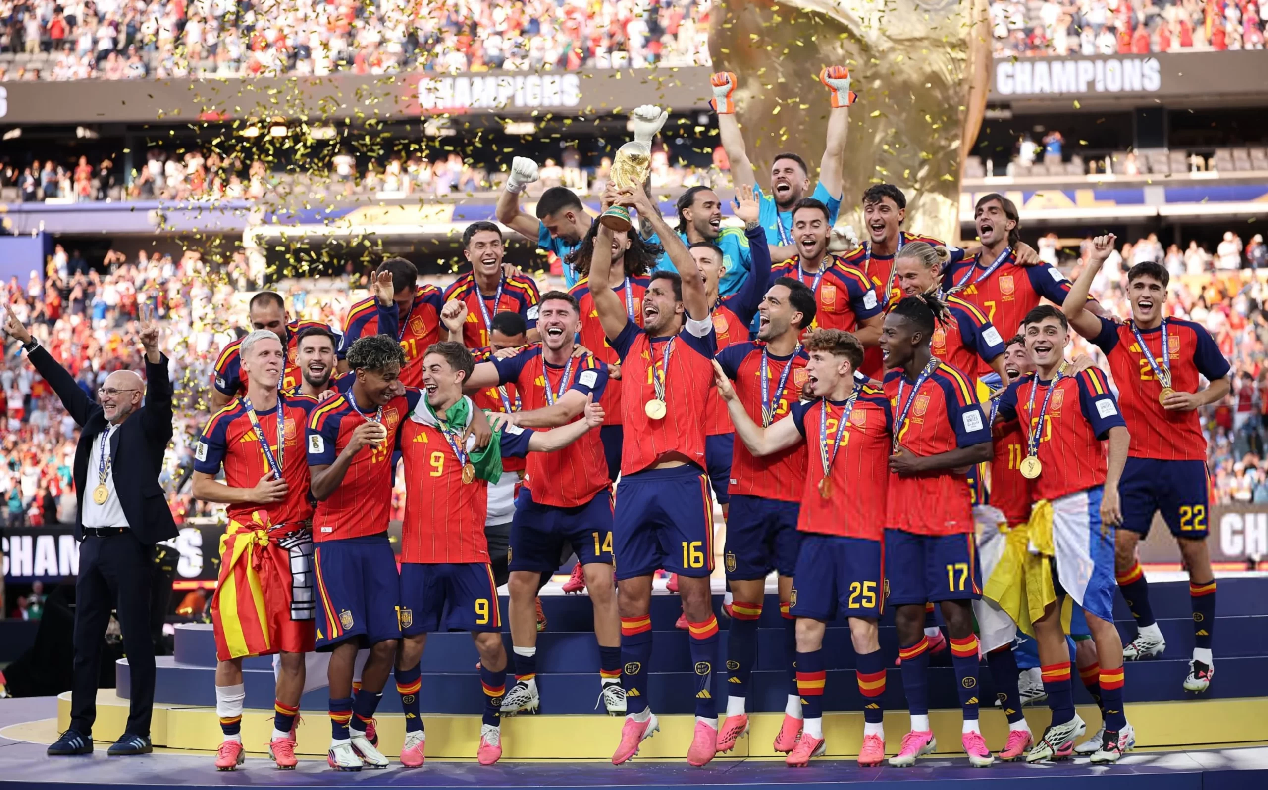 Spain is the 2026 World Champion. Defeating Argentina 1–0 in the FIFA 2026 WorldCup final on Sunday, July 19, at New York New Jersey Stadium (MetLife Stadium).